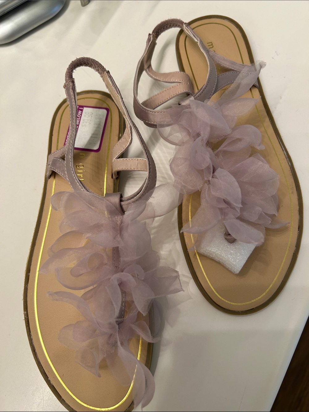 Madden Girl Lilac Floral T-Strap Sandals - Picture 2 of 4